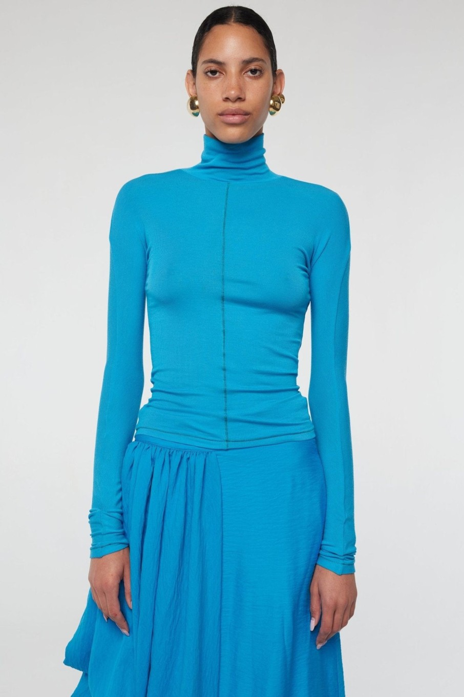 Tops The Line by K | Blixa Turtleneck Top Electric Turquoise