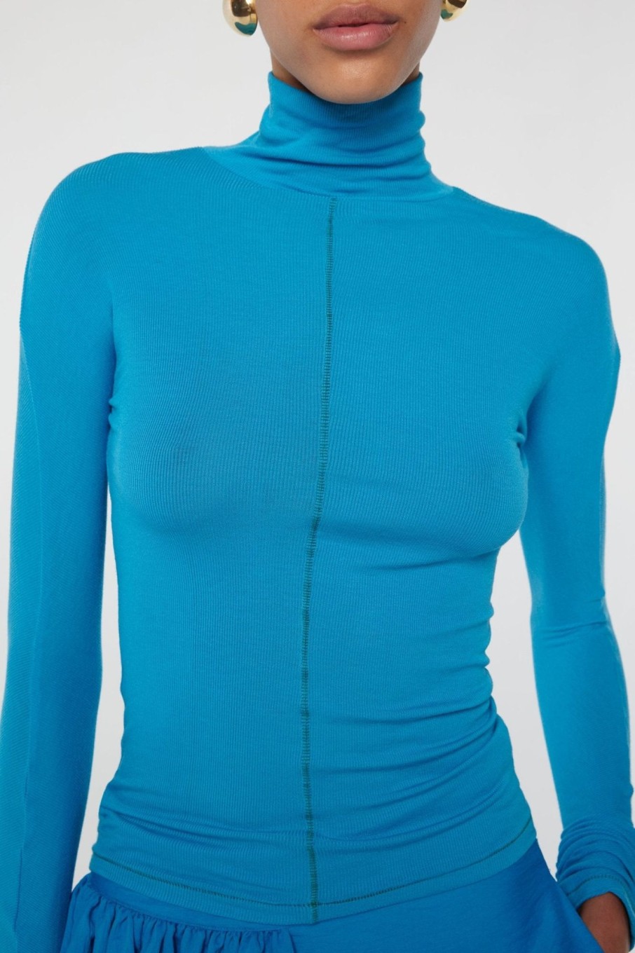 Tops The Line by K | Blixa Turtleneck Top Electric Turquoise