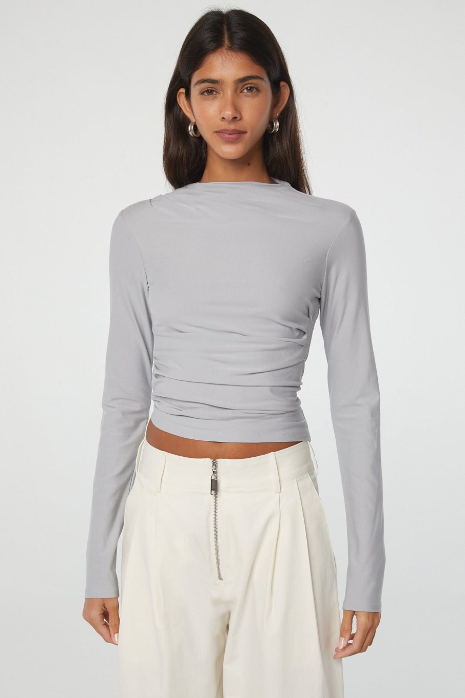 Tops The Line by K | Selma Long Sleeve Top Silver