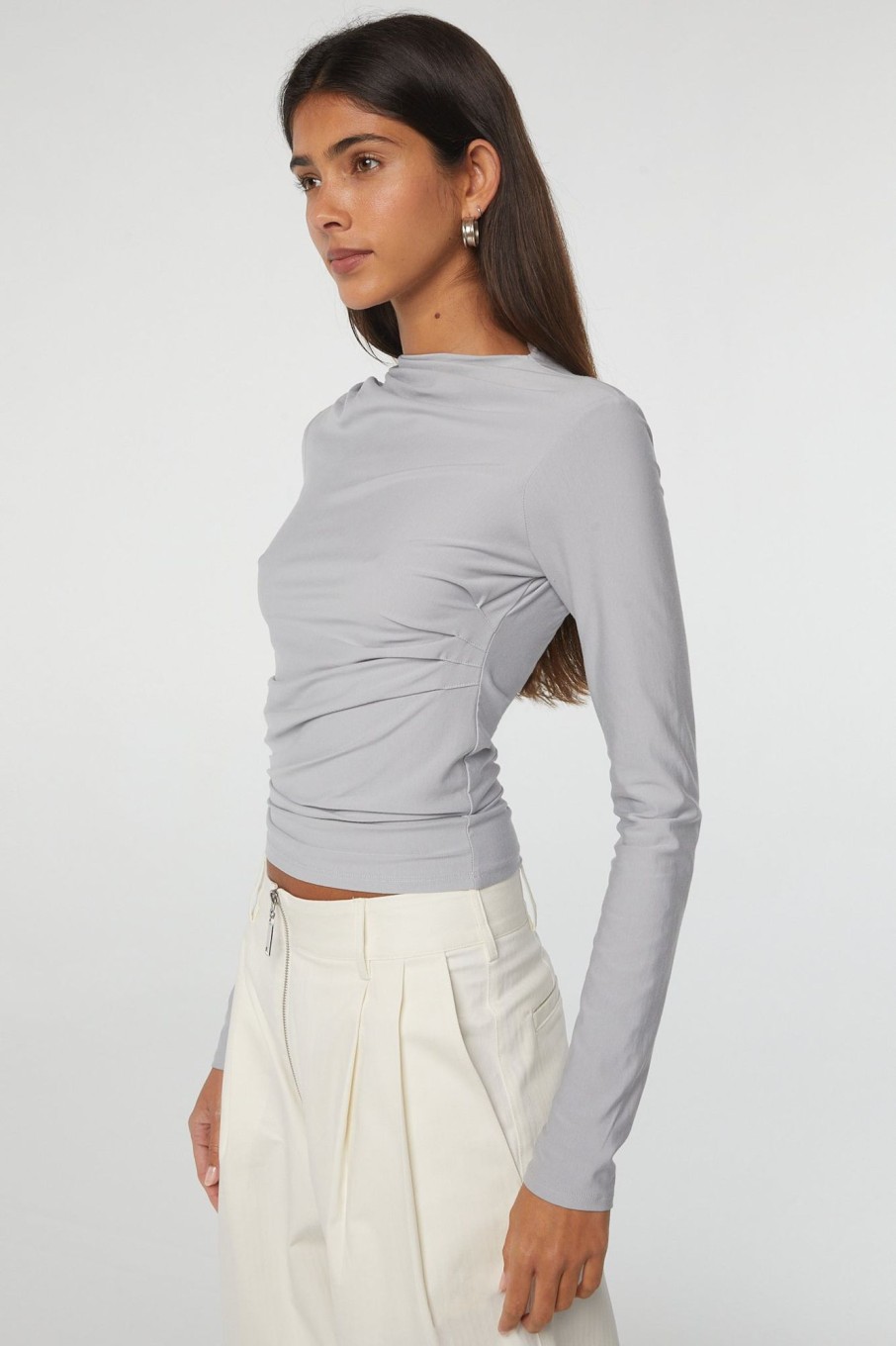 Tops The Line by K | Selma Long Sleeve Top Silver