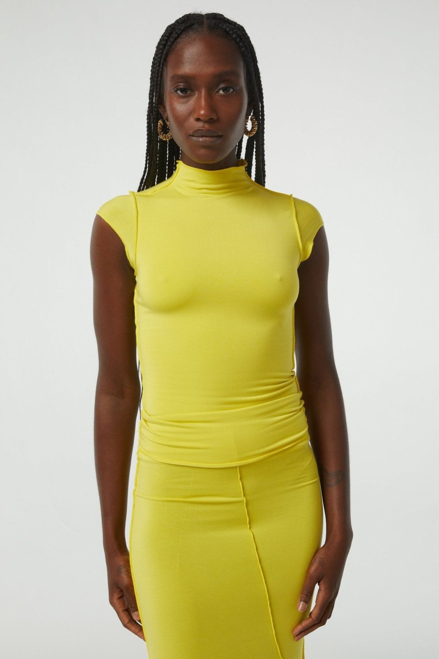 Tops The Line by K | Reese Mock Neck Top Electric Yellow