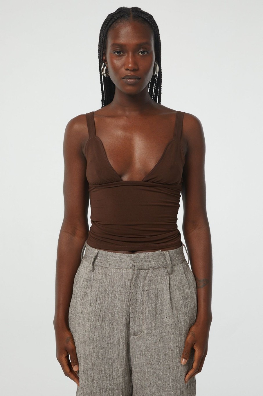 Tops The Line by K | Josephine Tank Top Chocolate