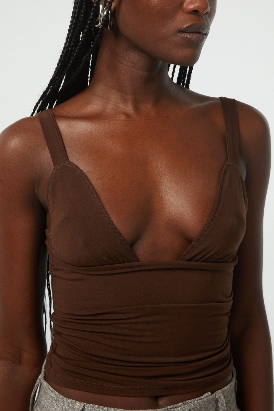 Tops The Line by K | Josephine Tank Top Chocolate