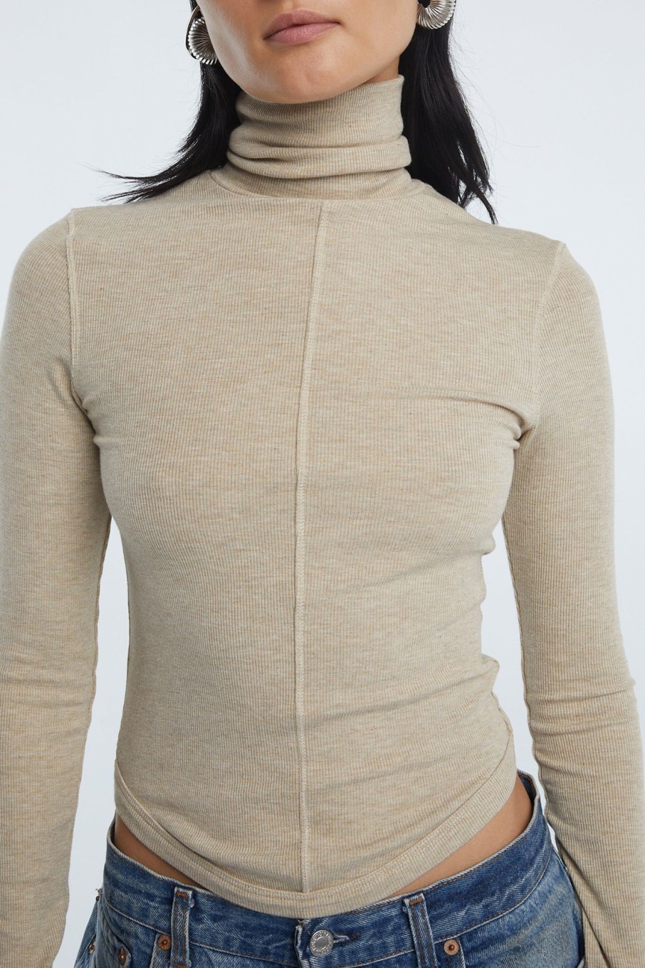 Tops The Line by K | Mads Turtleneck Top Beige Melange