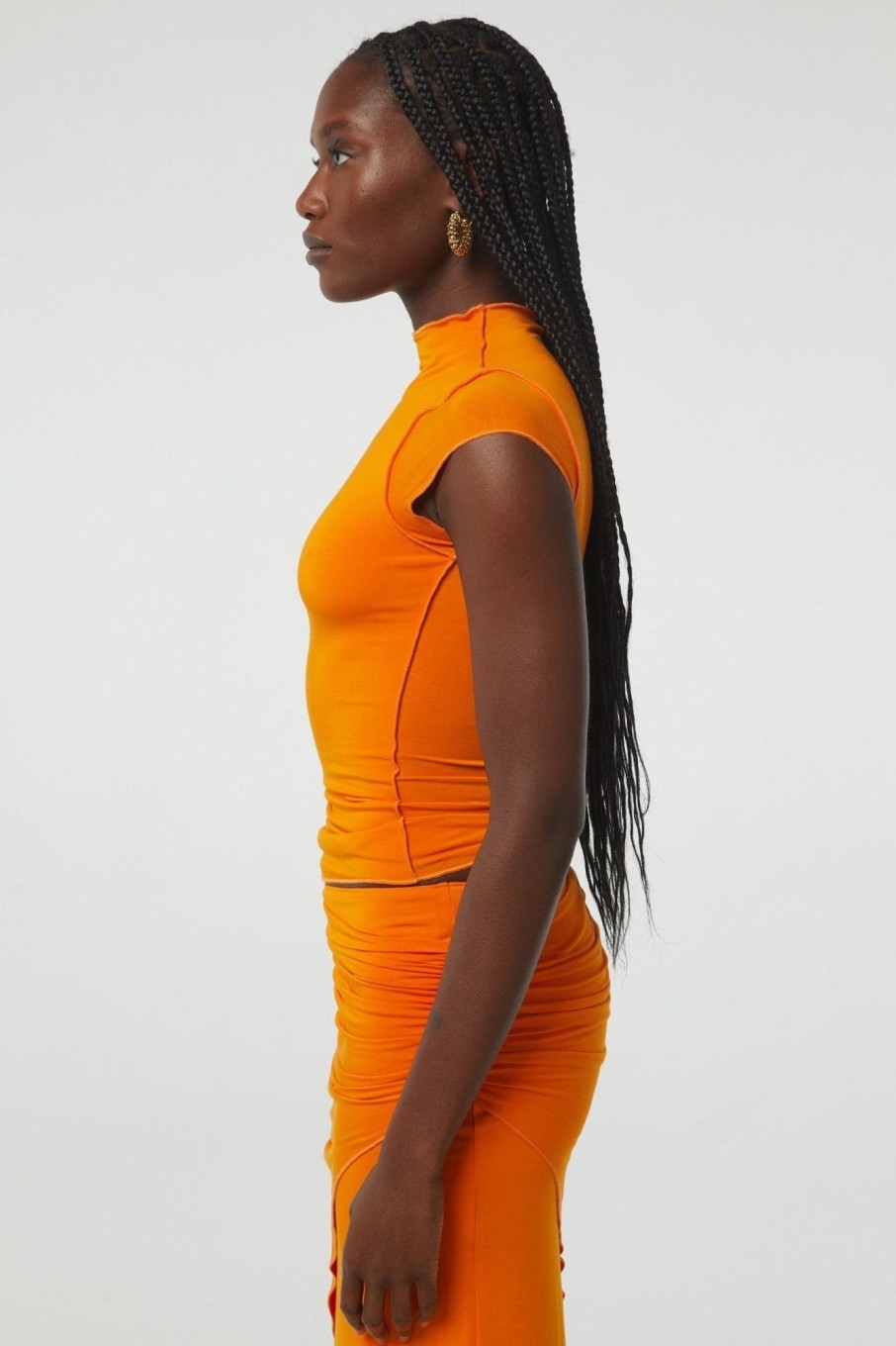 Tops The Line by K | Reese Mock Neck Top Tangerine