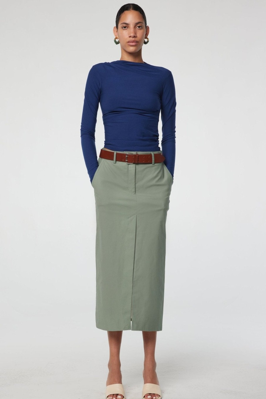 Bottoms The Line by K | Isabeau Skirt Desert Green