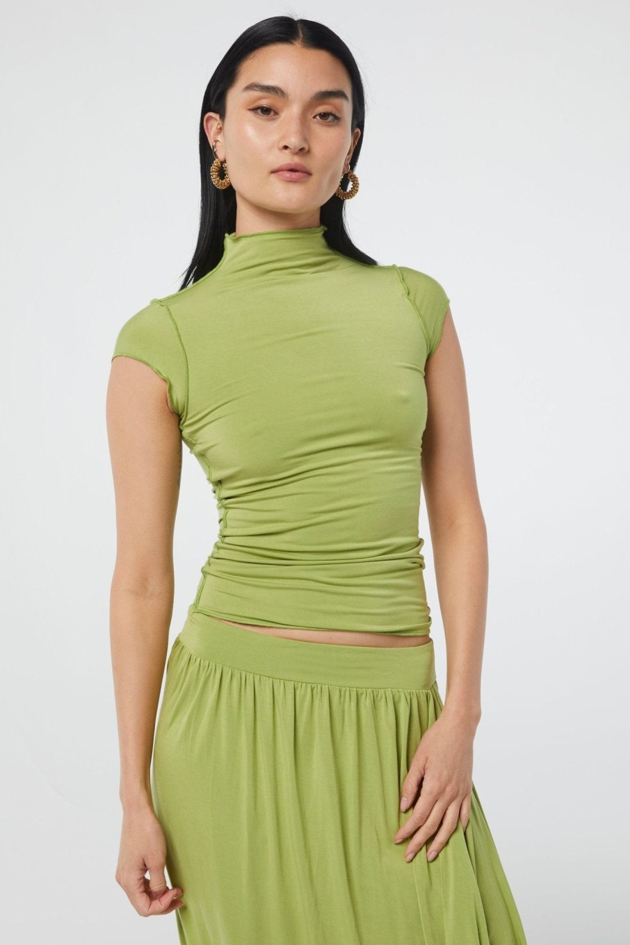 Tops The Line by K | Reese Mock Neck Top Apple Green