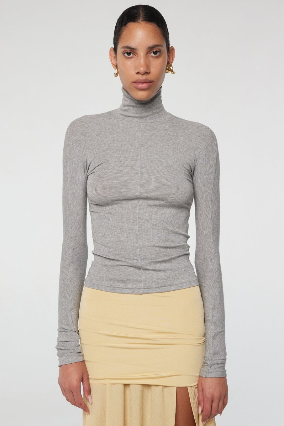 Tops The Line by K | Blixa Turtleneck Top Heather Grey